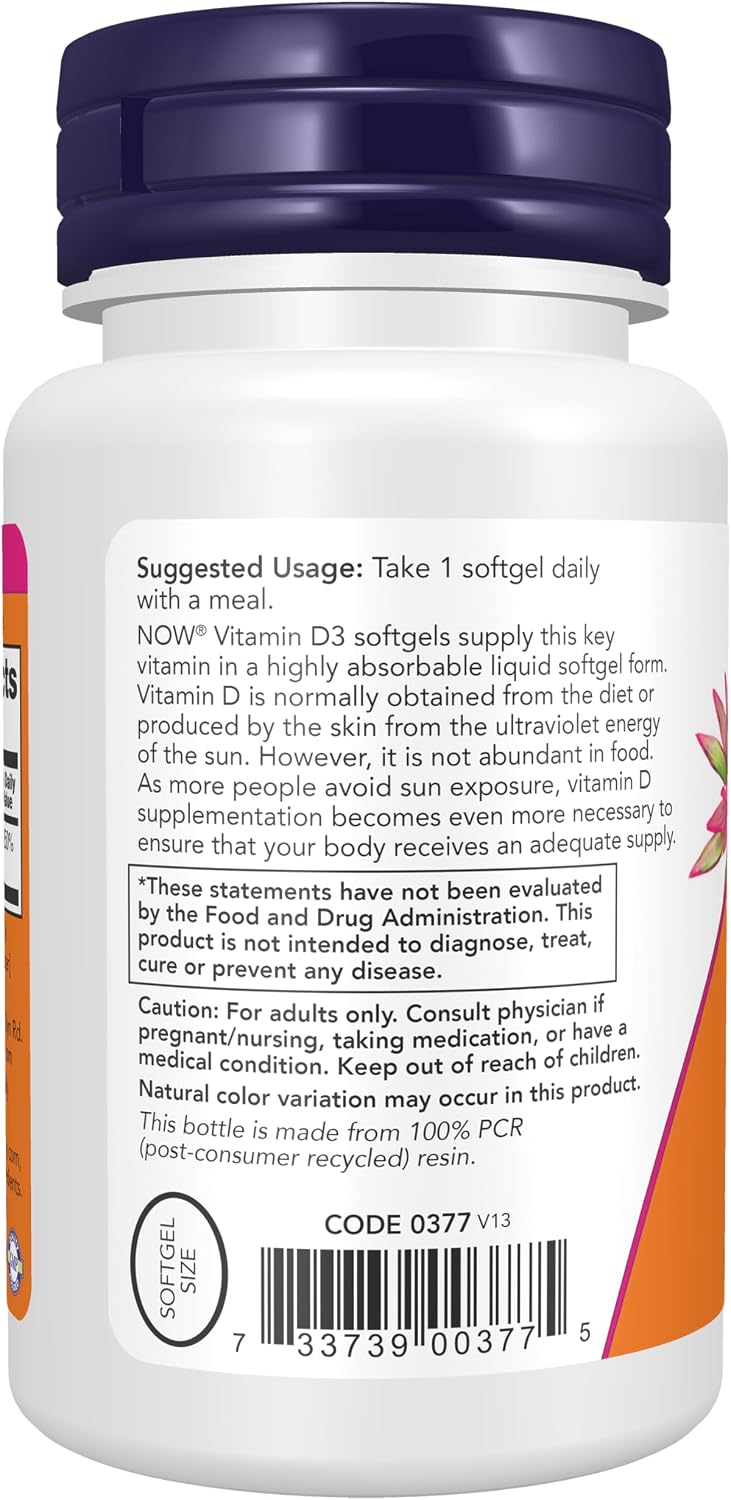 NOW Foods Supplements, Vitamin D-3 2,000 IU, High Potency, Structural Support, 240 Softgels