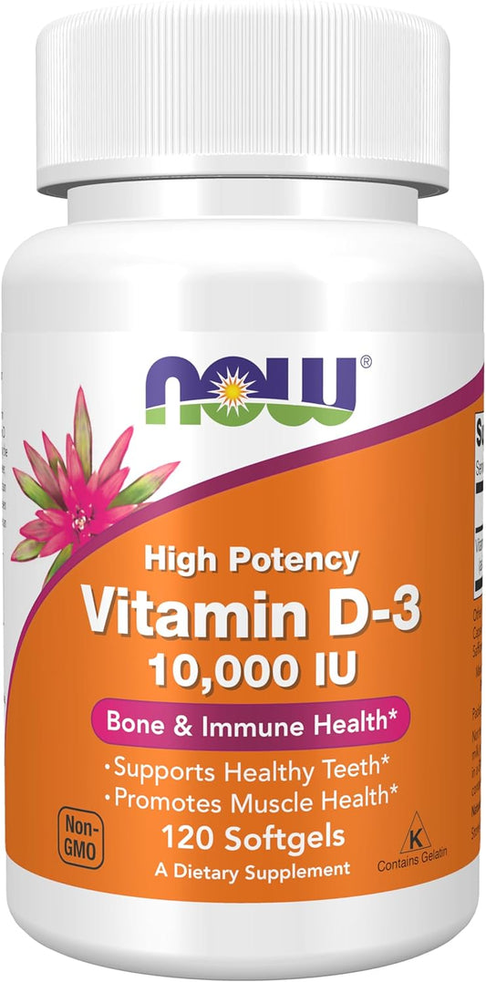 Now Foods High Potency Vitamin D-3, 10,000 IU, 120 Softgels