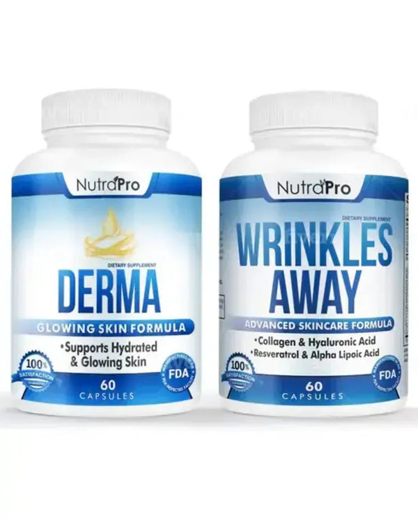 NutraPro Anti Wrinkles and Fine Lines Skin Vitamins + Derma Skin Supplement for Hydrated, Glowing Skin
