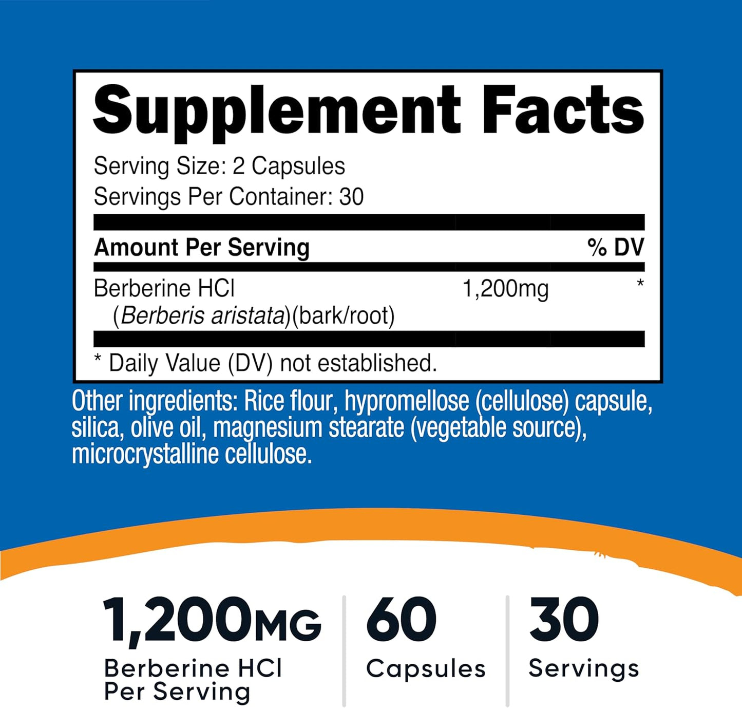 Nutricost Berberine HCl 1200mg , 60 Vegetarian Capsules