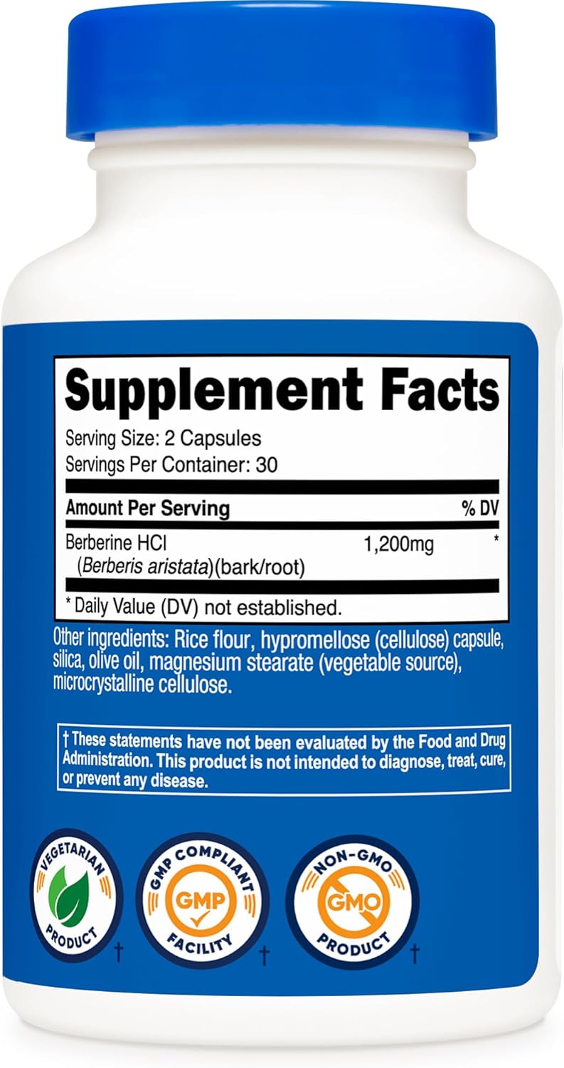 Nutricost Berberine HCl 1200mg , 60 Vegetarian Capsules