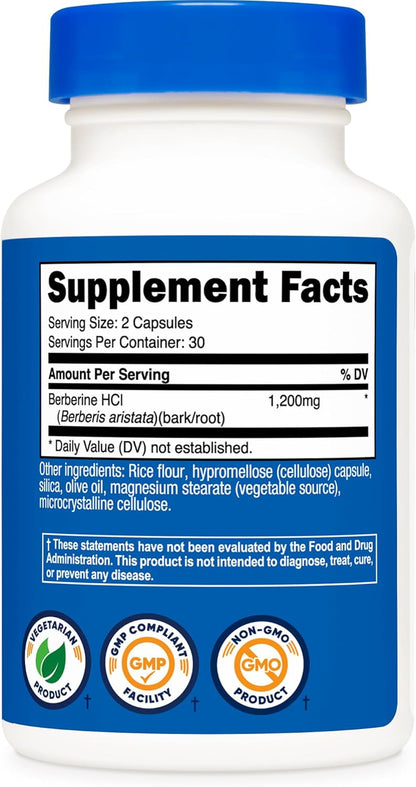 Nutricost Berberine HCl 1200mg , 60 Vegetarian Capsules