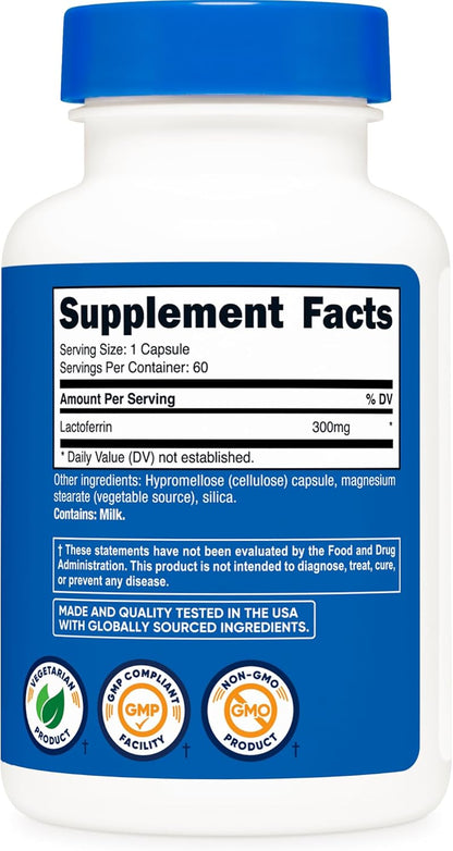 Nutricost Lactoferrin Capsules (60 Capsules, 300mg)