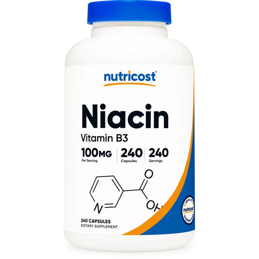 Nutricost Niacin (Vitamin B3) 100mg, 240 Capsules - with Flushing, Non-GMO, Gluten Free
