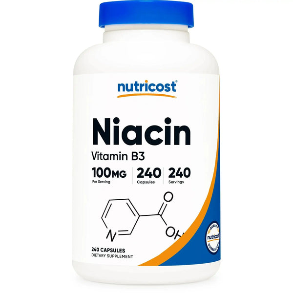 Nutricost Niacin (Vitamin B3) 100mg, 240 Capsules - with Flushing, Non-GMO, Gluten Free
