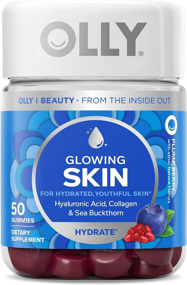 OLLY Glowing Skin Gummy, Hyaluronic Acid, Collagen, Sea Buckthorn 50ct
