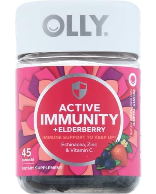 OLLY Immunity Gummy, Immune Support, Elderberry, Zinc, Vitamin C, Supplement, Berry Flavor, 15 Day Supply - 45 Count
