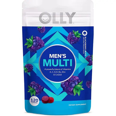 OLLY Men's Multivitamin Gummy, Immune Support, Vitamins A, C, D, E, B, Lycopene, Zinc, BlackBerry, 60 Day Supply - 120 Count
