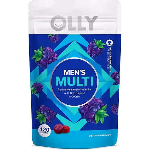 OLLY Men's Multivitamin Gummy, Immune Support, Vitamins A, C, D, E, B, Lycopene, Zinc, BlackBerry, 60 Day Supply - 120 Count
