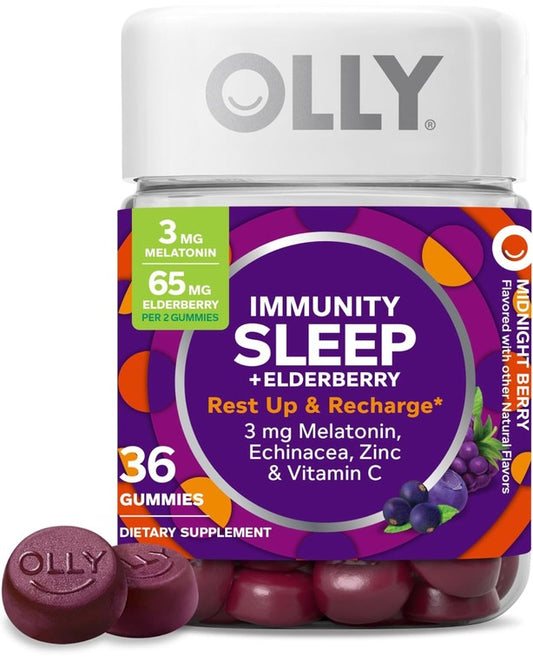 OLLY Sleep Immunity Melatonin Gummy - Immune and Sleep Support, Berry - 36 count
