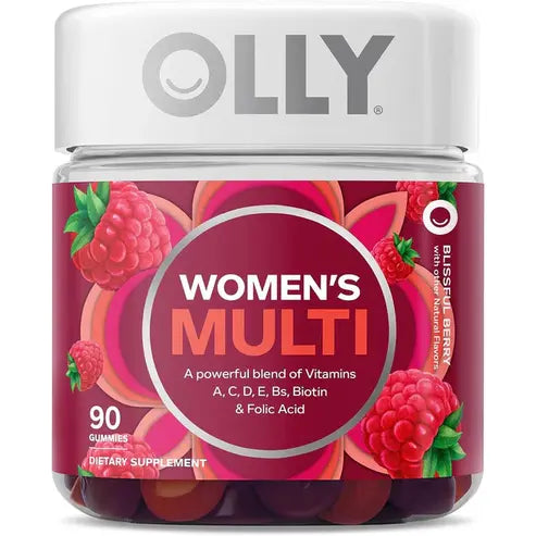 OLLY Women's Multivitamin Gummy, Overall Health and Immune Support, Vitamins A, D, C, E, Biotin, Folic Acid, Adult Chewable Vitamin, Berry, 45 Day Supply
