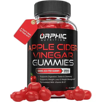 ORPHIC NUTRITION Apple Cider Vinegar Gummies - 1000mg -Formulated to Support Weight Loss Efforts, Normal Energy Levels & Gut Health* - Supports Digestion, Detox & Cleansing* - ACV Gummies W/VIT B12, Beetroot 60 Count
