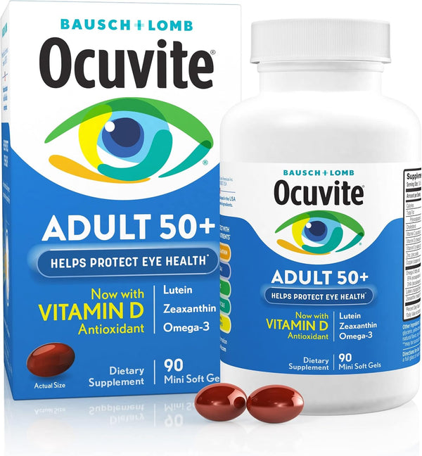 Ocuvite Eye Vitamin & Mineral Supplement, Contains Zinc, Vitamins C, E, Omega 3, Lutein, & Zeaxanthin, 90 Softgels (Packaging May Vary)
