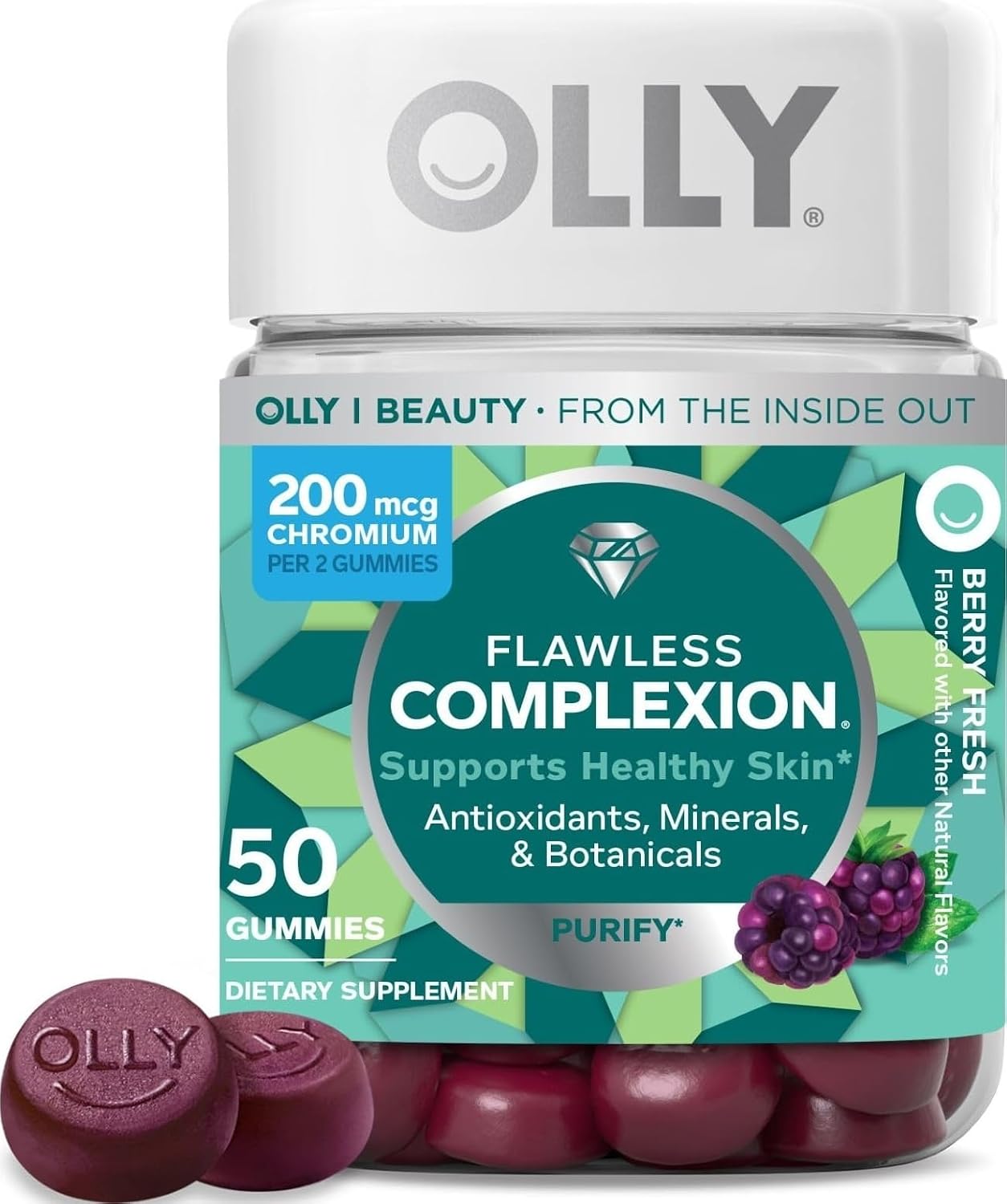 OLLY Flawless Complexion Healthy Skin Support, 300 mcg Vitamin A - 50 Count
