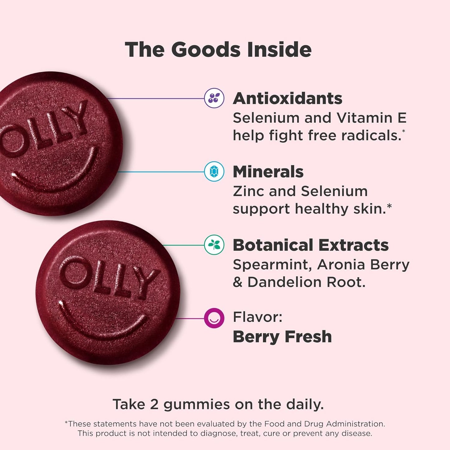 OLLY Flawless Complexion Healthy Skin Support, 300 mcg Vitamin A - 50 Count