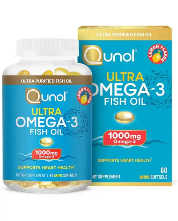 Omega 3 Fish Oil Mini Softgels, 1000mg Ultra Pure Fish Oil, Heart Health Support, Omega 3 DHA Supplements, Lemon Flavor
