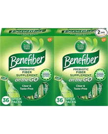 On The Go Prebiotic Fiber Supplement Powder for Digestive Health, Daily Fiber Powder, Unflavored Powder Stick Packs - 36 Sticks (Pack of 2)
