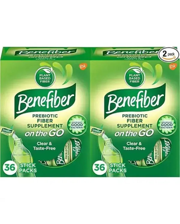 On The Go Prebiotic Fiber Supplement Powder for Digestive Health, Daily Fiber Powder, Unflavored Powder Stick Packs - 36 Sticks (Pack of 2)
