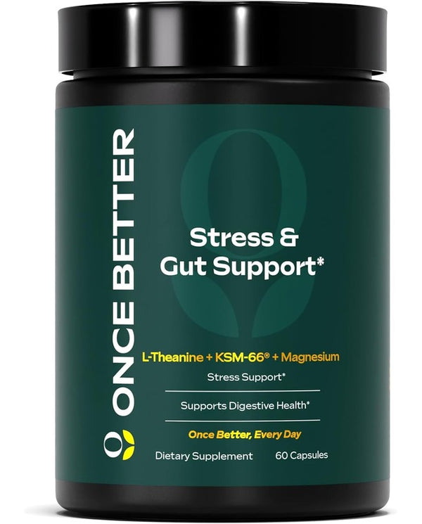 Once Better™️ Stress & Gut Support Supplement – 60 Capsules - Men & Women
