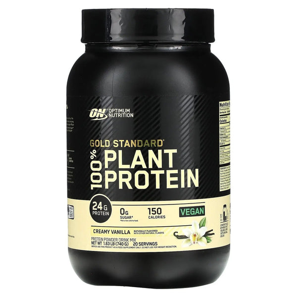 Optimum Nutrition Gold Standard 100% Plant Based Protein Powder, Gluten Free, Vegan Protein for Muscle Support and Recovery with Amino Acids - Creamy Vanilla, 20 Servings
