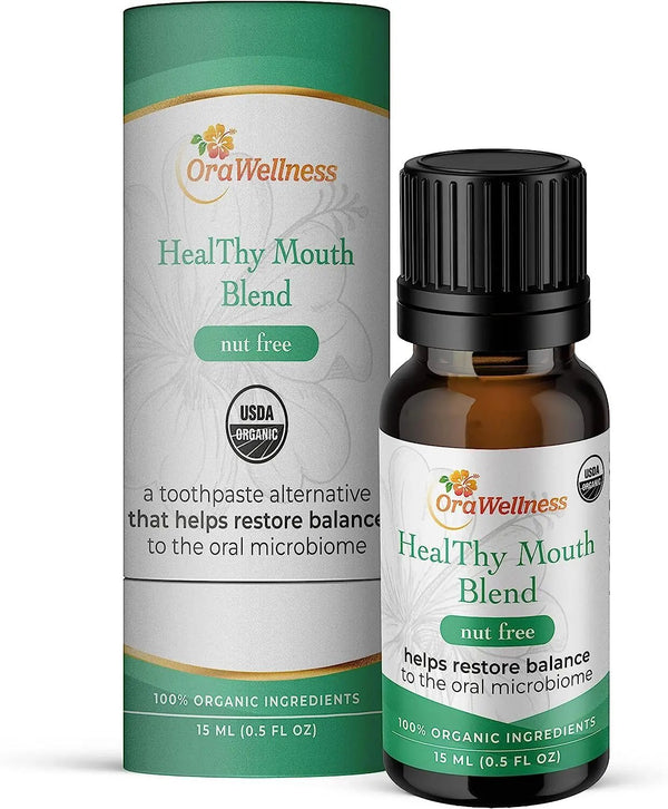 OraWellness Nut Free Healthy Mouth Blend Organic Toothpaste & Mouthwash Alternative Tooth Oil, Natural Mouth Rinse for Healthy Teeth & Gums for Women, Men and Kids, Pack of 1
