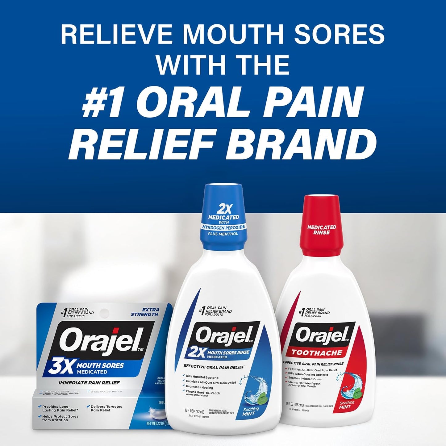 Orajel 3X Mouth Sores Medicated Pain Relief Gel, Extra Strength, 0.42 Oz