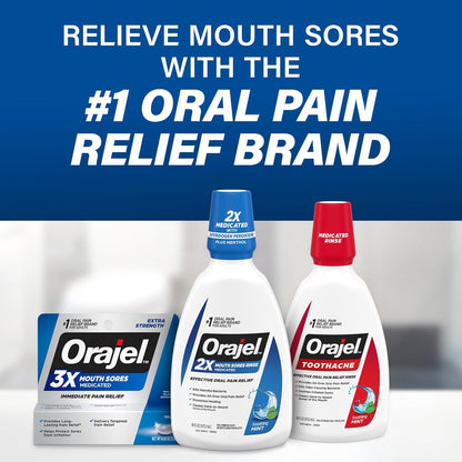 Orajel 3X Mouth Sores Medicated Pain Relief Gel, Extra Strength, 0.42 Oz