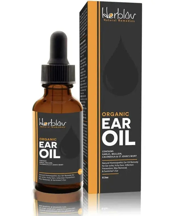 Organic Ear Oil for Ear Infections - Natural Eardrops for Infection Prevention, Swimmer's Ear & Wax Removal - Kids, Adults, Baby, Dog Earache Remedy - with Mullein, Garlic, Calendula, Made in USA
