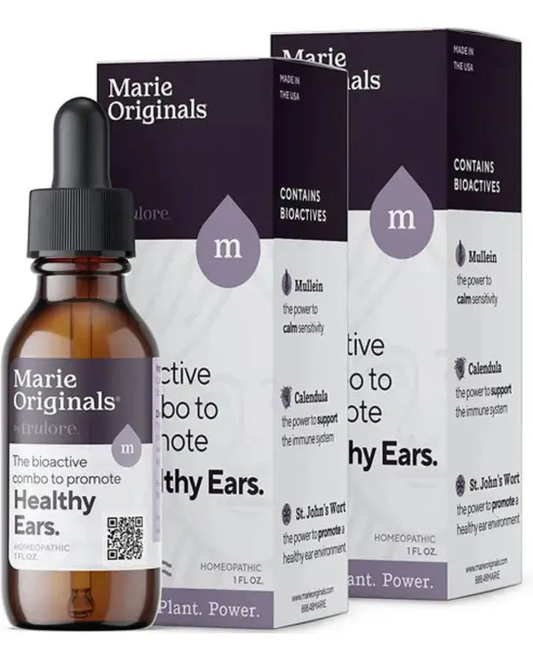Organic Ear Oil for Ear Infections All Natural Eardrops for Infection Prevention Swimmer's Ear and Wax Removal - Kids Adults Baby Dog Earache Remedy - with Mullein, Garlic | Marie Originals (2 Pack)

