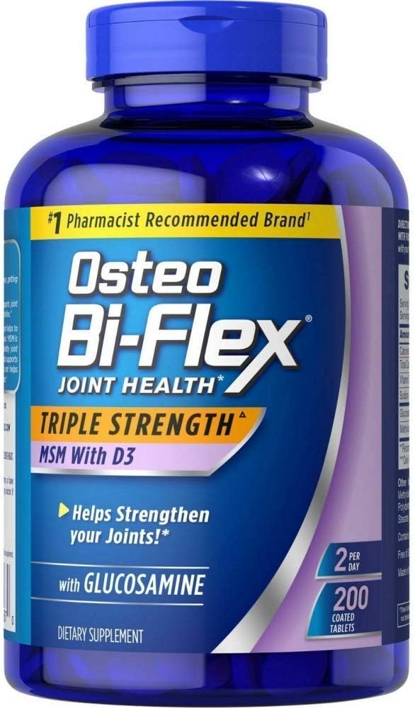 Osteo Bi-Flex Triple Strength Glucosamine 1500 mg, MSM 1500 mg with Vitamin D3 1000 UI Tablets, 200 Count