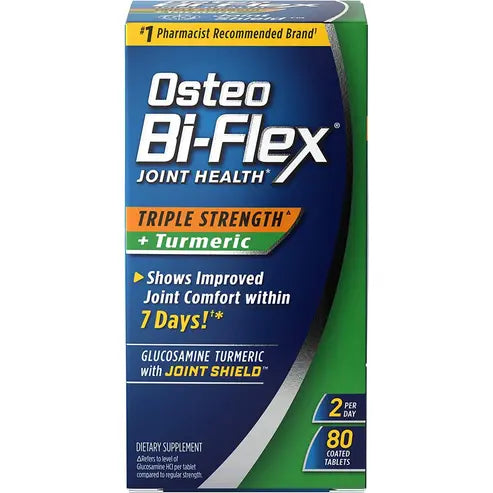 Osteo Bi-Flex Triple Strength Glucosamine with Turmeric, Joint Health Supplement, Coated Tablets, Original Version, 80 Count

