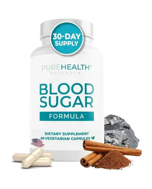 PUREHEALTH RESEARCH Glucose Balance Supplement - Blood Glucose Blend with Vitamin C, Magnesium, and Berberine for Men & Women, Increase Energy & Focus, Non-GMO, 60 Count
