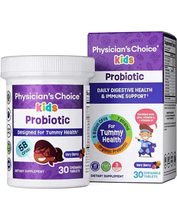 Physician's CHOICE Probiotics for Kids - 7 Diverse Strains, Organic Prebiotics, Vitamins & Minerals - Clinically Studied L. Rhamnosus GG - Immune & Digestive Support - No Allergens or Artificial Dyes
