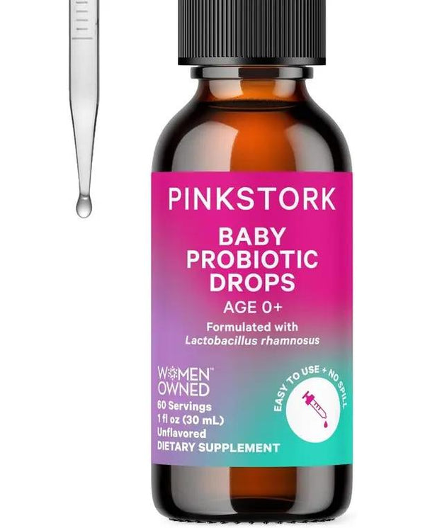Pink Stork Baby Probiotic Drops: Infant Probiotic Drops for Baby, Digestion & Gas Relief, 1 fl oz
