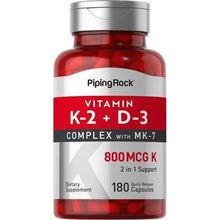 Piping Rock Vitamin K2 MK7 with D3 | 180 Capsules | 800 mcg Complex | Vitamin D3 5000 IU | Non-GMO, Gluten Free
