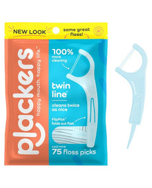 Plackers Twin-Line Dental Floss Picks, 75 Count