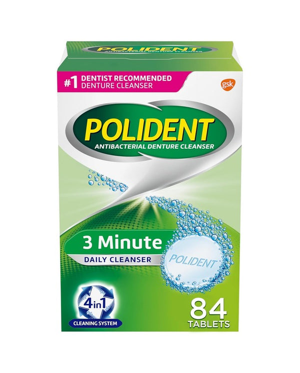 Polident Overnight Whitening Denture Cleanser Tablets -84 Count
