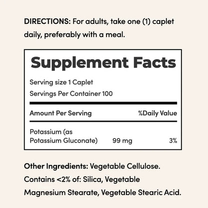 Nature's Bounty Potassium Gluconate 99mg, 100 Caplets