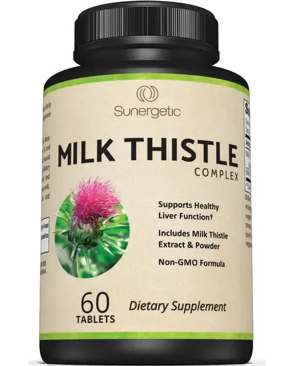 Premium Milk Thistle Complex - Supports Healthy Liver Function - Detox & Cleanse - Powerful Milk Thistle Extract & Seed Powder - Standardized Silymarin Content - 60 Milk Thistle Tablets
