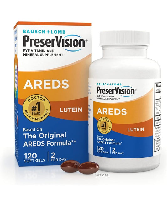 PreserVision AREDS Lutein Eye Vitamin & Mineral Supplement, Beta-Carotene Free, Soft Gels, 120 ct
