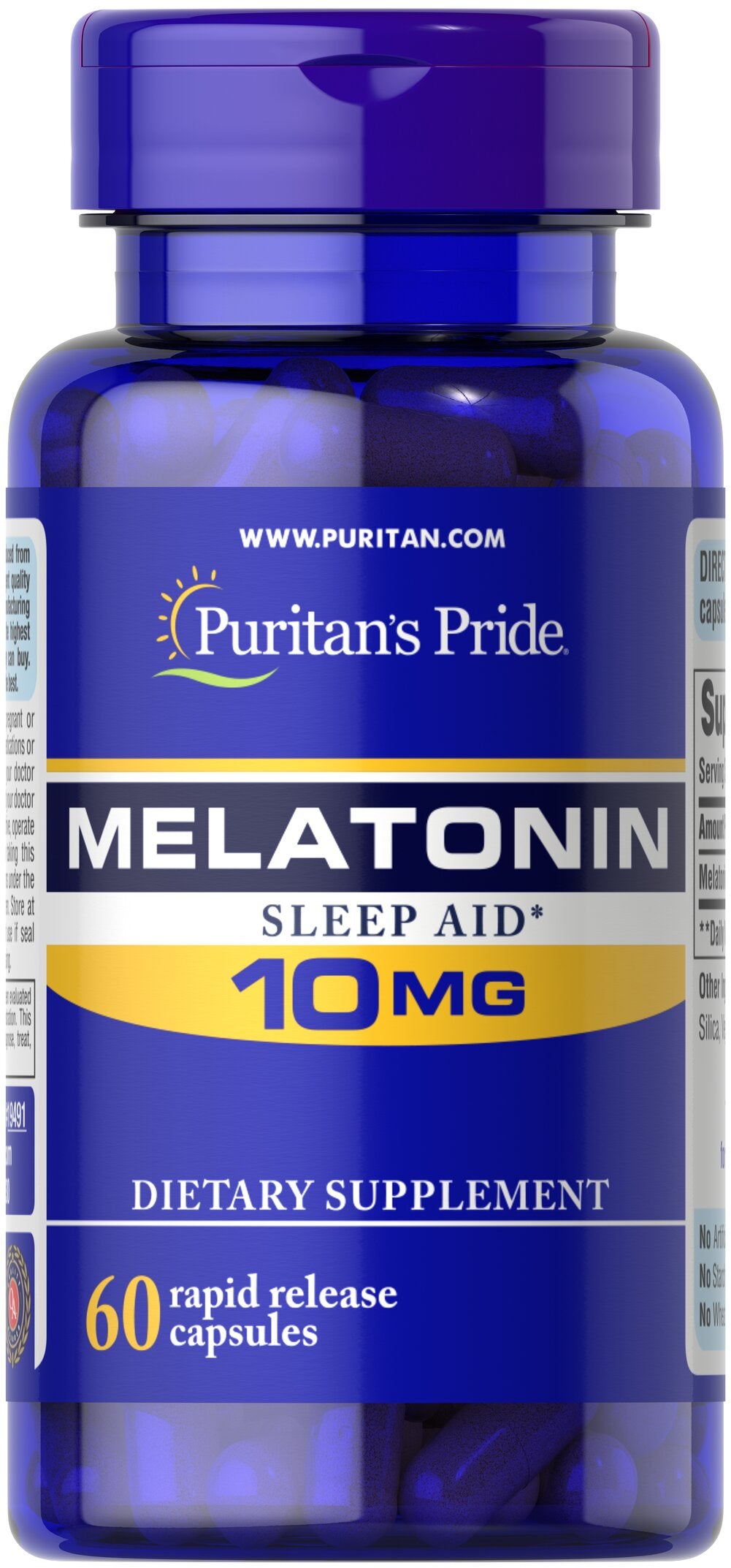 Puritan's Pride Premium Super Strength Melatonin 10mg Sleep Aid, 60 Rapid Release Capsules