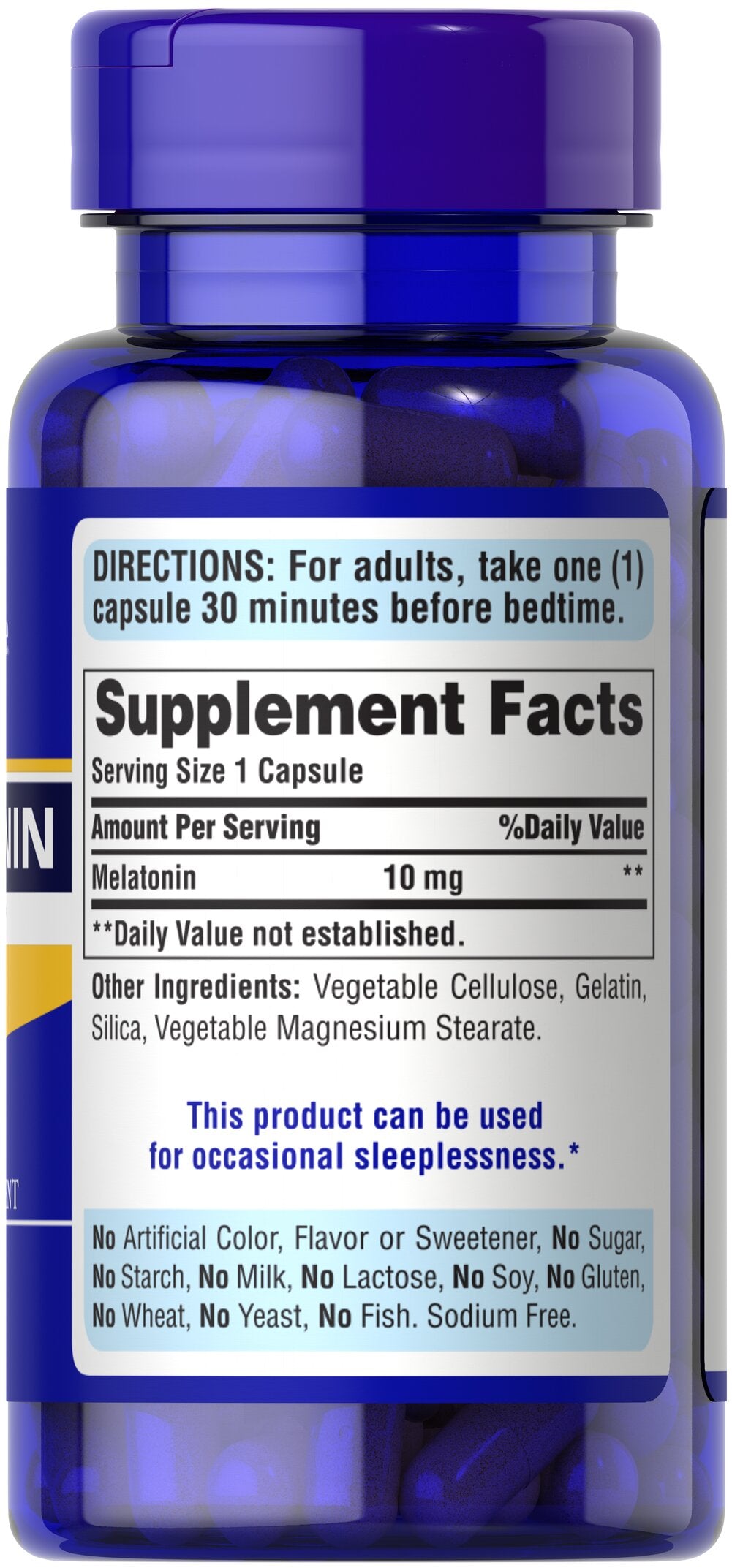Puritan's Pride Premium Super Strength Melatonin 10mg Sleep Aid, 60 Rapid Release Capsules