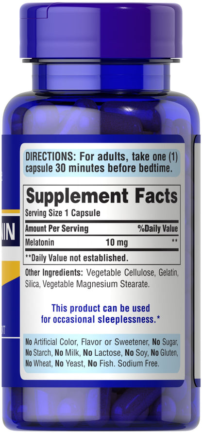 Puritan's Pride Premium Super Strength Melatonin 10mg Sleep Aid, 60 Rapid Release Capsules