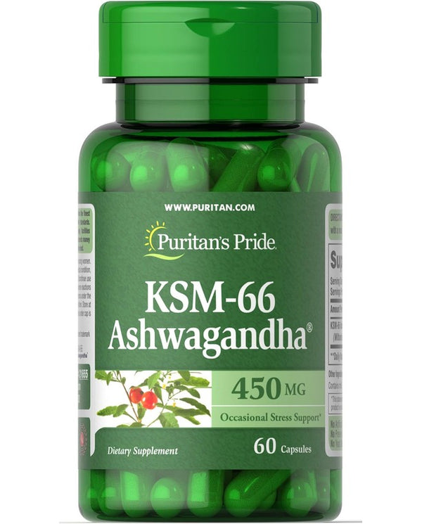 Puritan's Pride KSM-66 Ashwagandha® 450mg - 1 Month Supply, 60 Capsules
