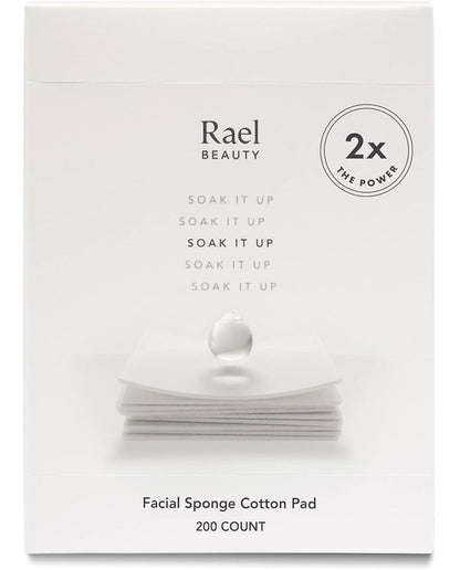 Rael Skin Care, Cotton Pads for Face - Facial Sponge Pads, Square Cotton Pads for Face Toner, Makeup Remover and Facial Cleansing, Lint Free, Soft and Thin, Rayon (200 Count)
