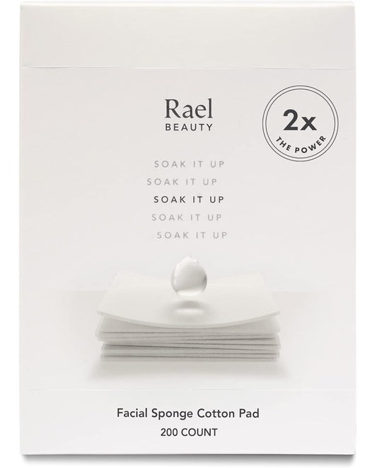 Rael Skin Care, Cotton Pads for Face - Facial Sponge Pads, Square Cotton Pads for Face Toner, Makeup Remover and Facial Cleansing, Lint Free, Soft and Thin, Rayon (200 Count)
