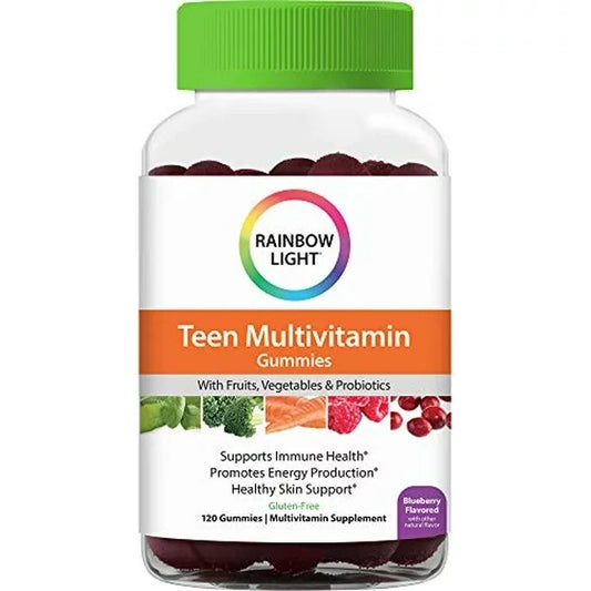 Rainbow Light Multivitamin Gummies for Teens, Vitamin C, Zinc, & B Complex, Supports Healthy Skin and a Strong Immune System, Gluten Free, Vegetarian, Fruit Punch, 120 Gummies
