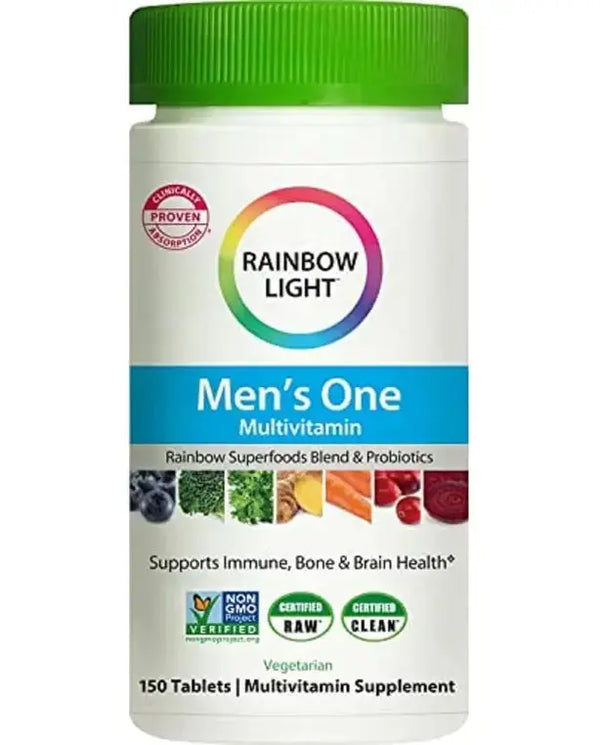 Rainbow Light Multivitamin for Men, Vitamin C, D & Zinc, Probiotics, Men's One Multivitamin Provides High Potency Immune Support, Non-GMO, Vegetarian, 90 Tablets
