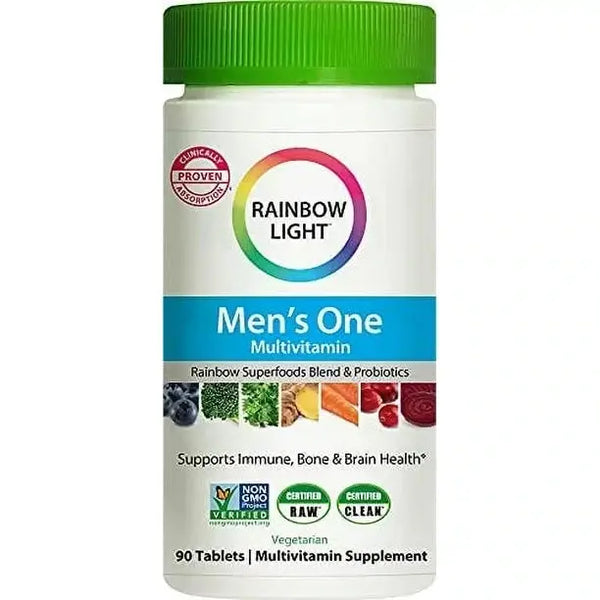 Rainbow Light Multivitamin for Men, Vitamin C, D & Zinc, Probiotics,Provides High Potency Immune Support, 90 Tablets

