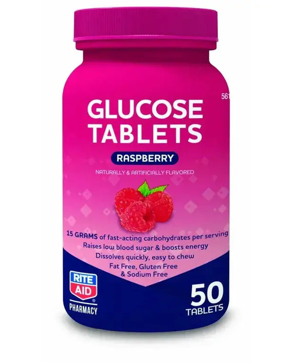 Rite Aid Glucose Tablets, Raspberry, 50 Count | Blood Sugar Support Supplements
